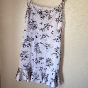 ExpressTie Shoulder Ruffle Hem Fit And Flare Dress,Floral Print